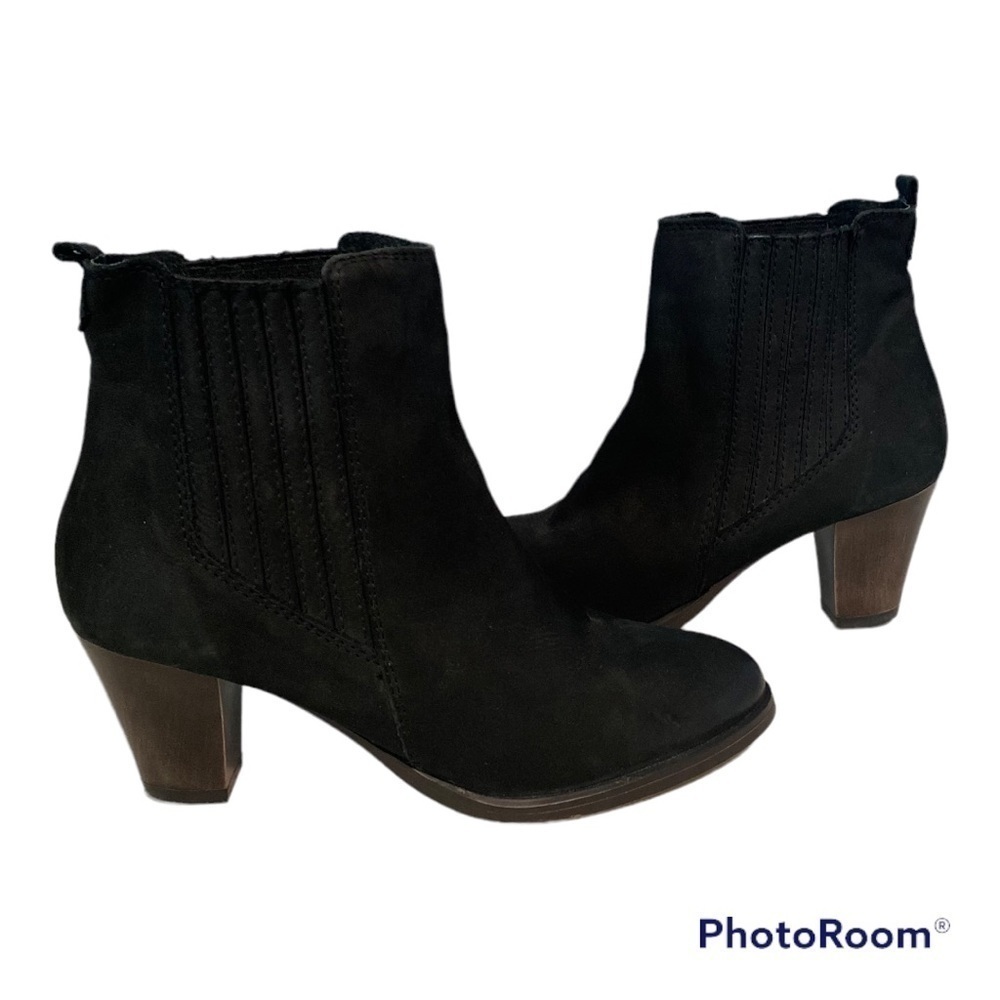 PEGABO Black Leather Short Ankle Riding Chelsea Boots